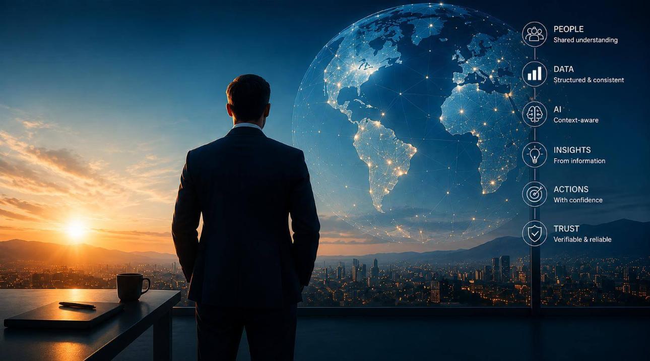Manager schaut auf die Trusted Context World