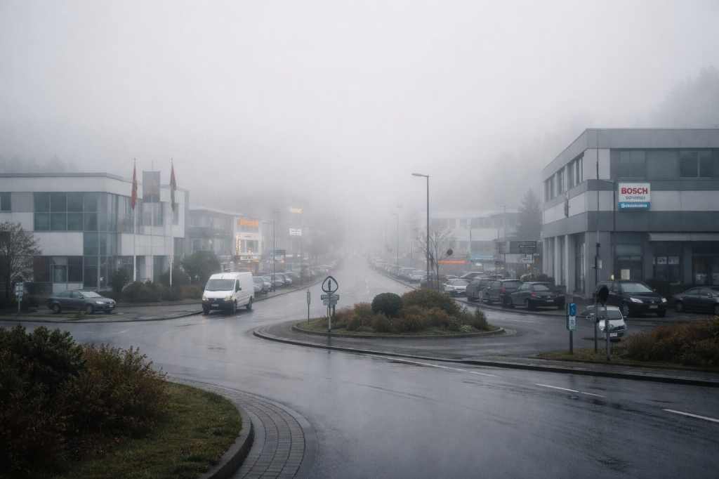 Gewerbegebiet im Dunst